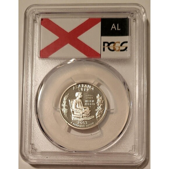 2003 S Silver Alabama State Quarter Proof PR69 DCAM PCGS Flag Label - Picture 1 of 2